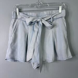 Jack by BB Dakota Tie Front Elastic Waist Pleated Chambray Pull On Shorts Size S
